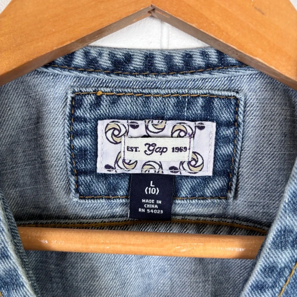 Y2K Gap‎ Jeans Vest Girls Size L (10) Denim Blue Button Adjustable Back